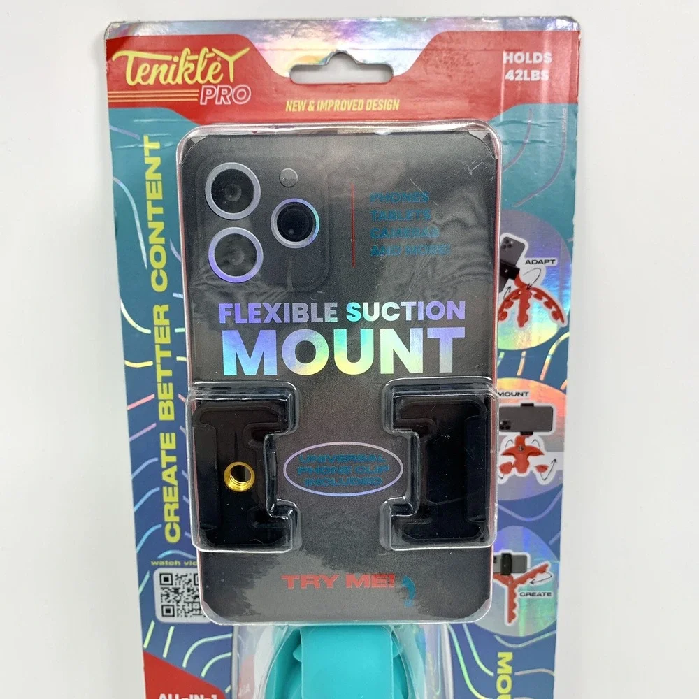 Tenikle Pro Flexible Tripod Bendable Suction Cup Camera & Phone Mount Teal